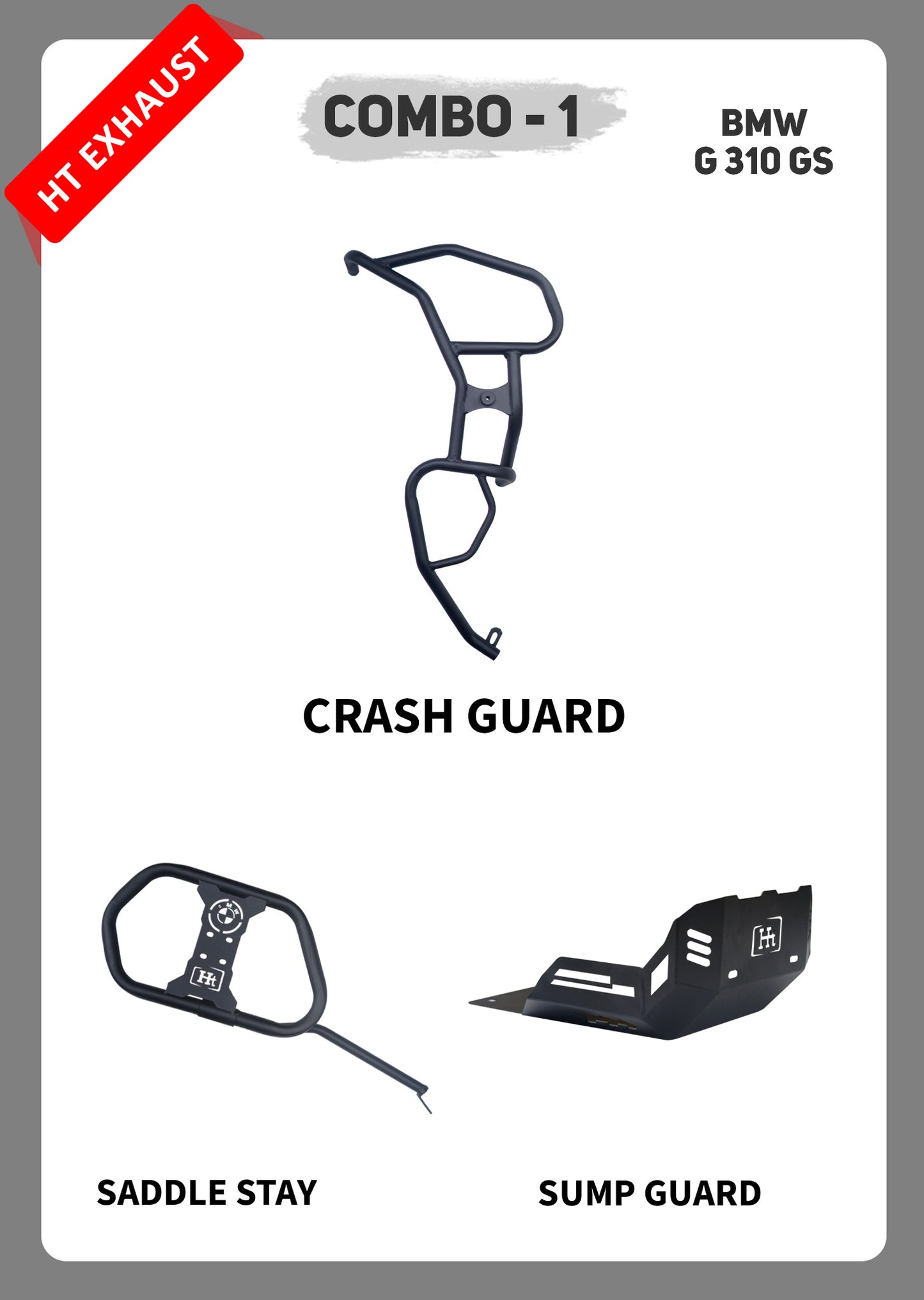 COMBO 1 BMW G 310 GS CRASH GUARD + SADDLE + SUMP GUARD